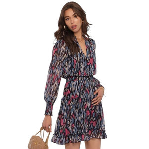 Heartloom Celeste Dress, Ikat Print Long Sleeve Mini , Size S